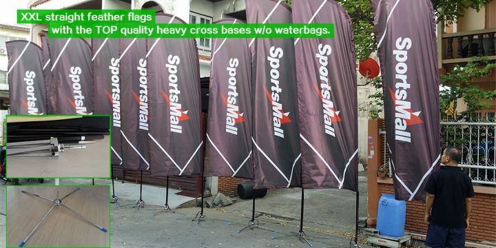 straight feather flags with top quality cross bases
